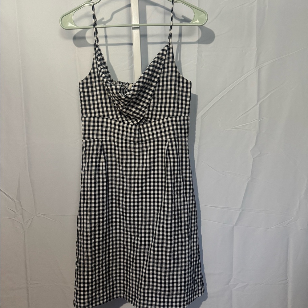 LOFT Black and White Gingham Dress Size 6